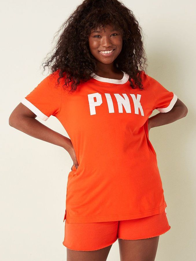Bright Tomato Classic Logo Campus Ringer Tee (P80263) | €11