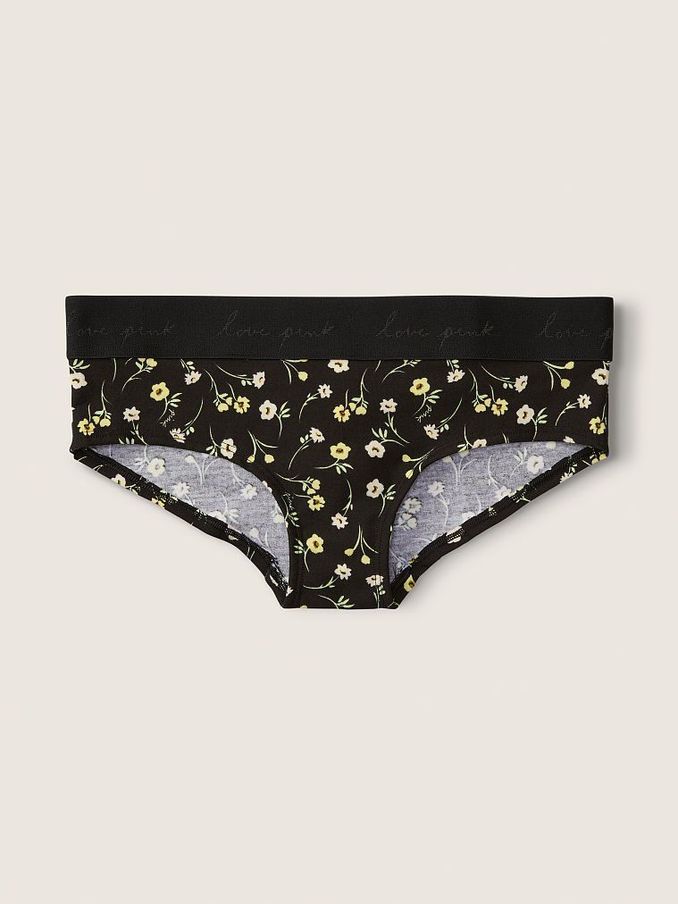 Pure Black Floral Logo Hipster Knickers (P80277) | €4