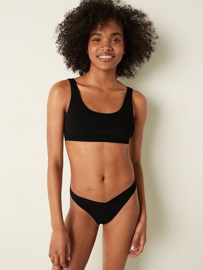 Black Cotton Thong Knickers (P80344) | €10.50