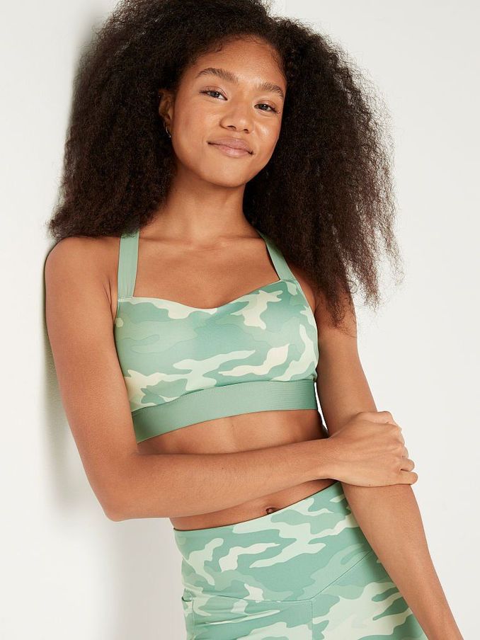 Seasalt Green Camo Medium Impact Push Up Sports Bra (P80504) | €11
