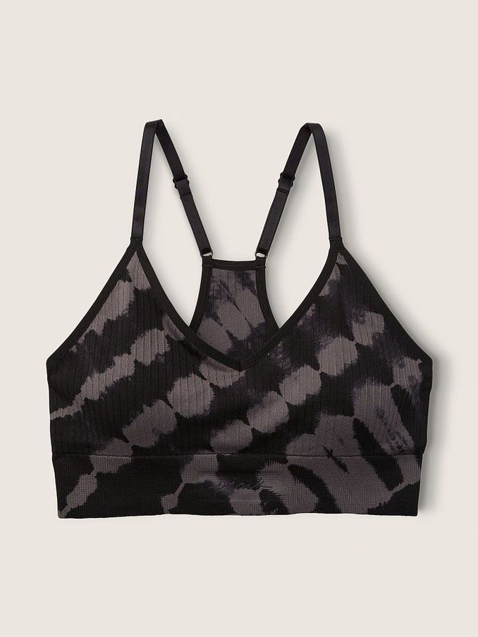 Tie Dye Black Seamless Lightly Lined Low Impact Sports Bra (P80512) | €15