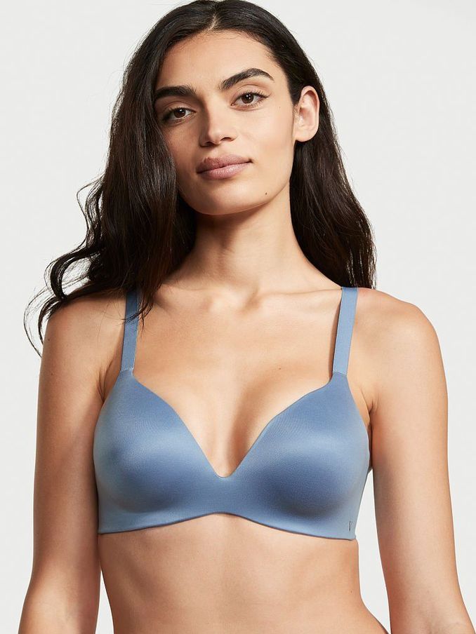 Faded Denim Blue Smooth Lightly Lined Plunge Non Wired Bra (P81050) | €17