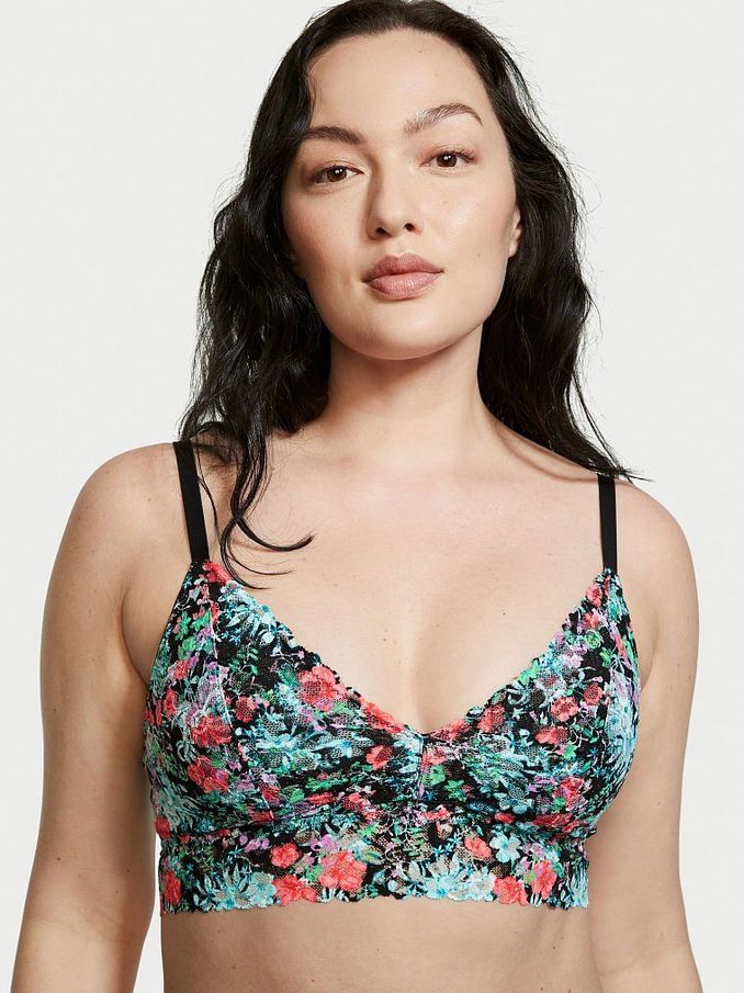 Black Rainforest Floral Lace Unlined Bralette (P81056) | €15