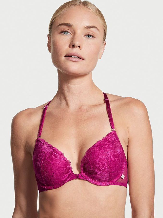 Ophelia Pink Lace Front Fastening Push Up T-Shirt Bra (P81156) | €15