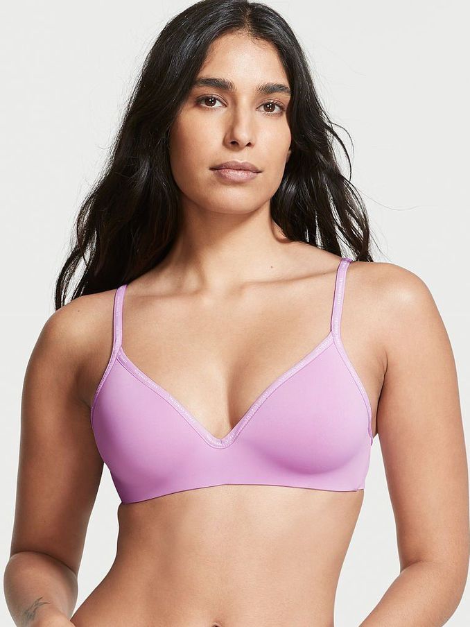 Light Lilac Purple Smooth Logo Strap Lightly Lined Non Wired T-Shirt Bra (P81429) | €17