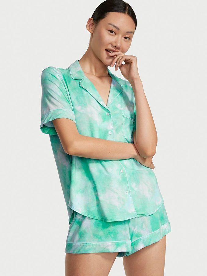 Tie Dye Aquarius Blue Modal Short Pyjamas (P81560) | €34
