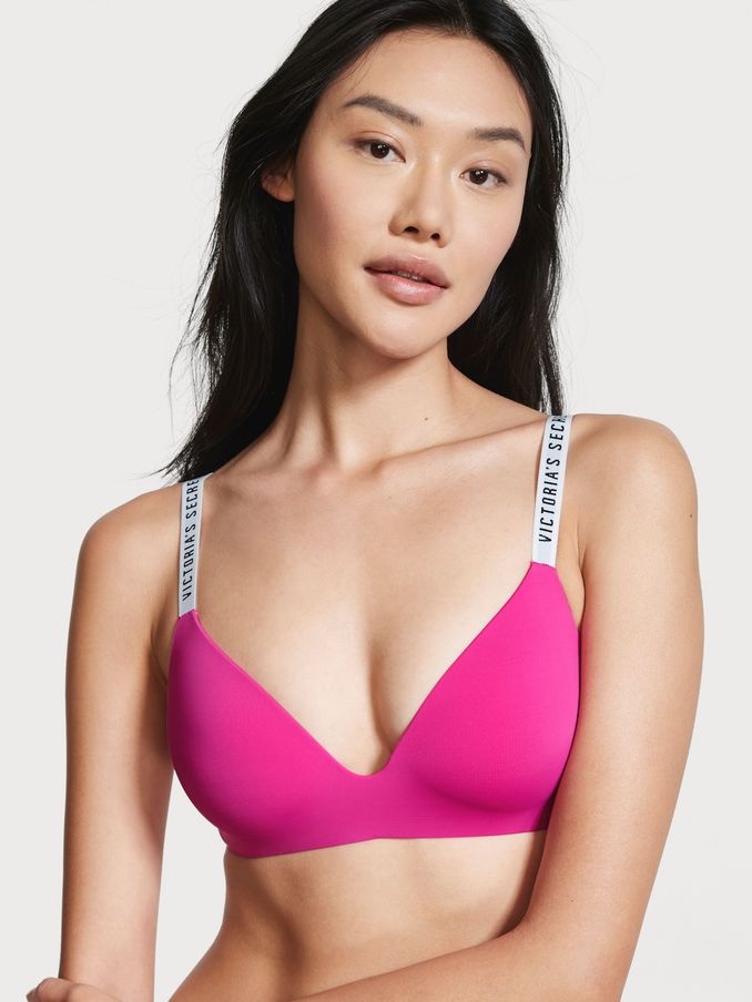 Fuchsia Frenzy Pink Smooth Logo Strap Lightly Lined Non Wired T-Shirt Bra (P82822) | €15