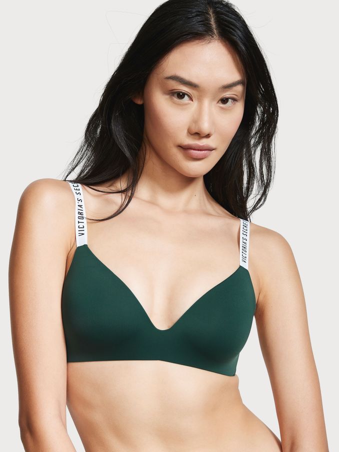 Envious Green Plaid Smooth Logo Strap Lightly Lined Non Wired T-Shirt Bra (P82824) | €11