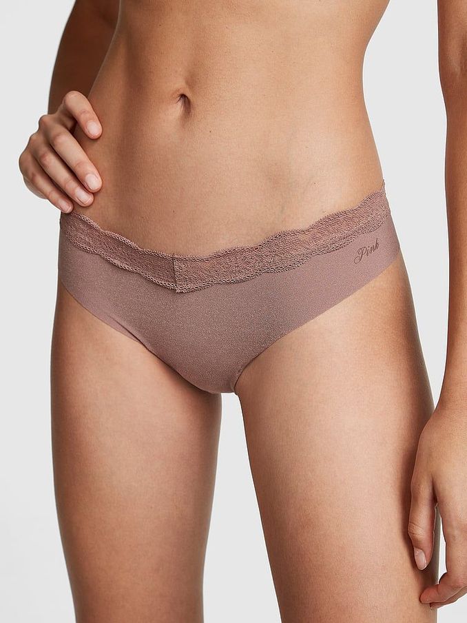 Iced Coffee Brown No Show Lace Trim Thong Knickers (P82952) | €4