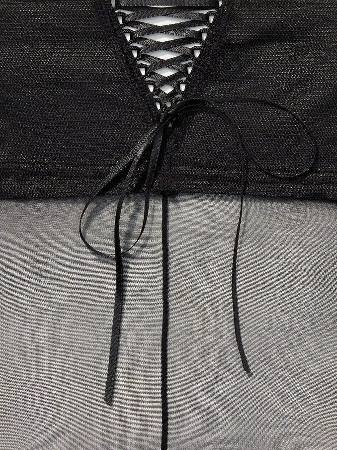 Black LaceUp Back Thigh Highs (P84151) | €5