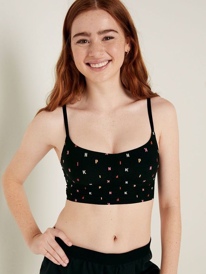 Pure Black Mini Logo Smooth Lightly Lined Bralette (P84196) | €15