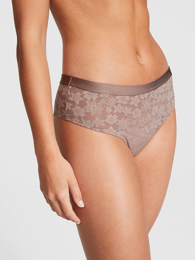 Iced Coffee Brown Tossed Floral Lace Cheekster Knickers (P86451) | €4