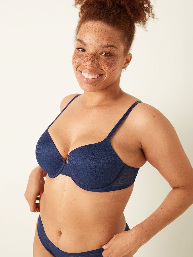 Ensign Navy Blue Lace Lightly Lined T-Shirt Bra (P86817) | €15