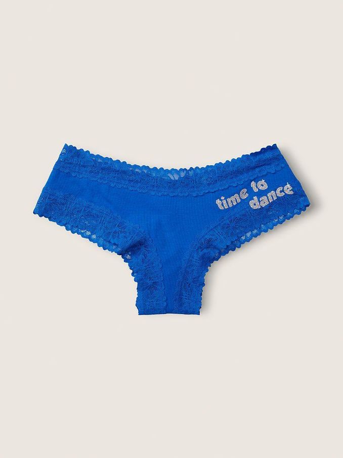 Bright Sapphire With Graphic Lace Trim Cheekster Panty (P87228) | €4