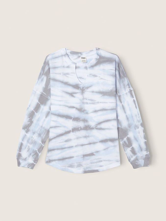 Optic White Stripe Tie Dye Varsity Notch Crew (P87419) | €22