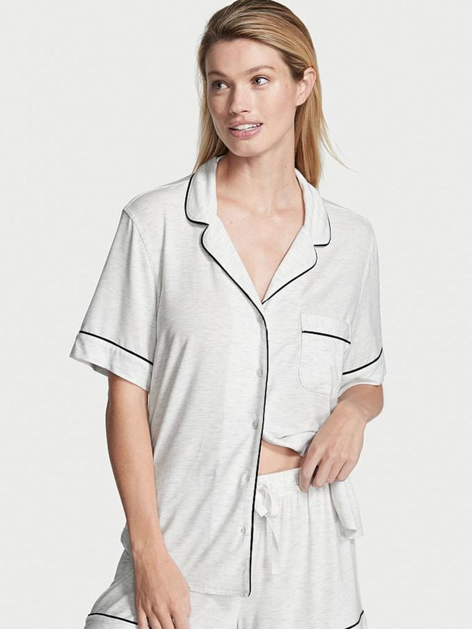 Snow Heather Grey Modal Short Pyjamas (P88546) | €31