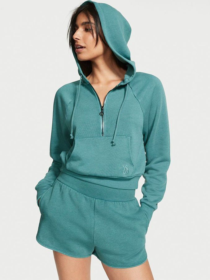 French Sage Graphic Cotton Fleece HalfZip Hoodie (P88739) | €17