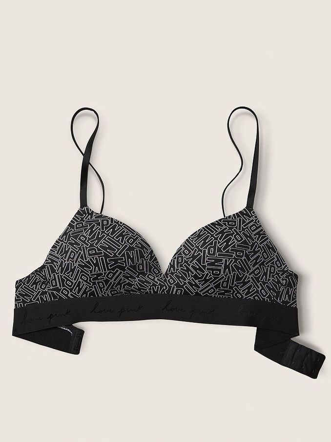 Pure Black Logo Black Smooth Non Wired Push Up T-Shirt Bra (P88745) | €15