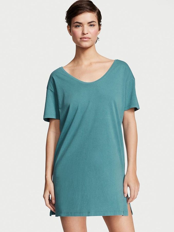 French Sage Blue Oversize Cotton T-Shirt (P89778) | €5