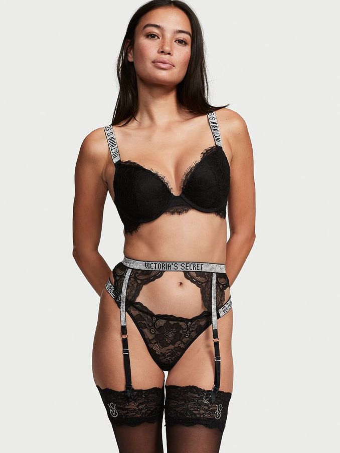 Black Lace Shine Strap Suspenders (P90865) | €25