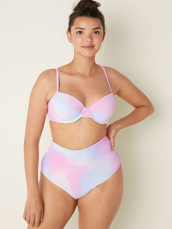 Coconut White Blur Crinkle High Waist Shortie Bikini Bottom (P90937) | €5