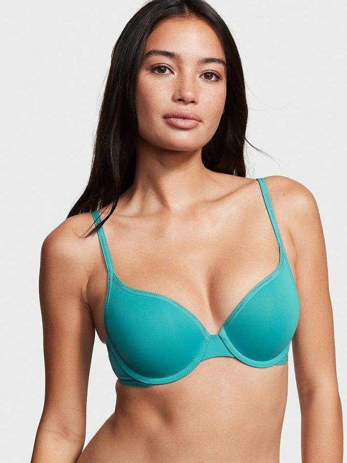 Waterpark Blue Smooth Logo Strap Full Cup Push Up T-Shirt Bra (P90966) | €17