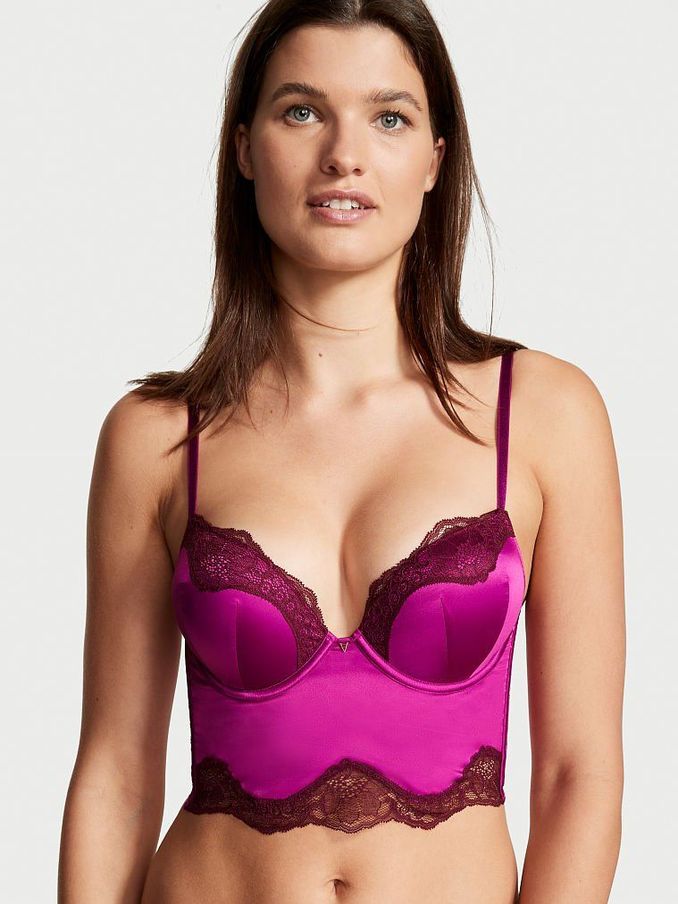 Raspberry Cooler Purple Add 2 Cups Lace Trim Corset Bra Top (P90982) | €22