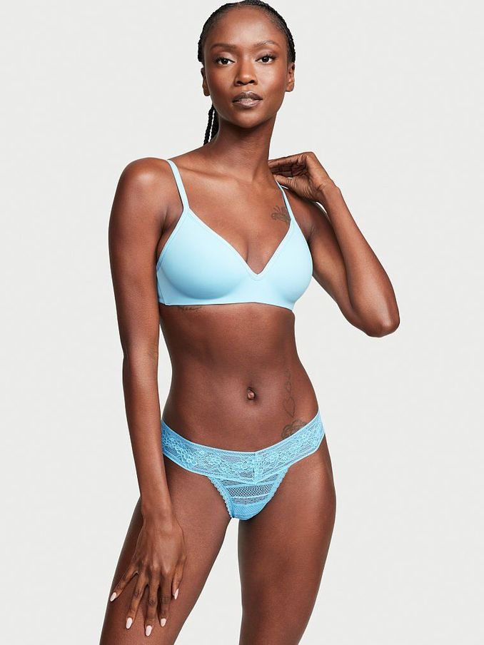 Chambray Blue Lace Thong Panty (P90995) | €3