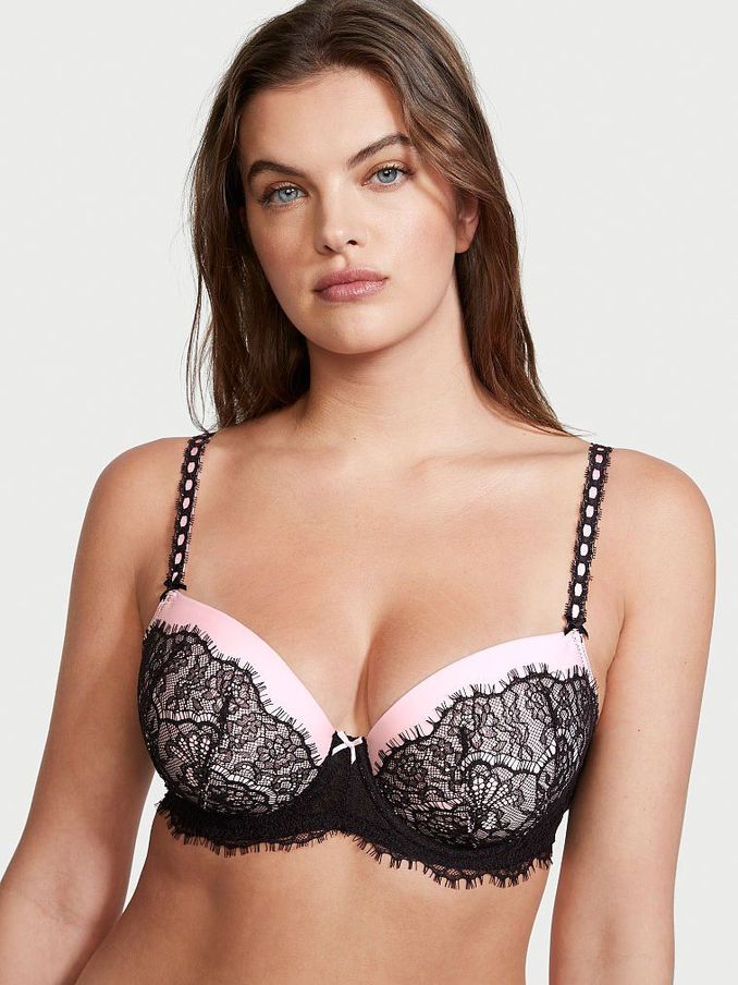 Black And Pink T Shirt Lace Push Up Bra (P91003) | €27