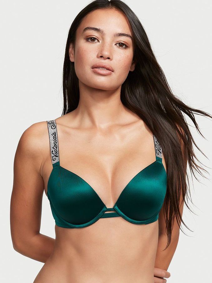 Black Ivy Green Smooth Shine Strap Push Up Bra (P91004) | €33