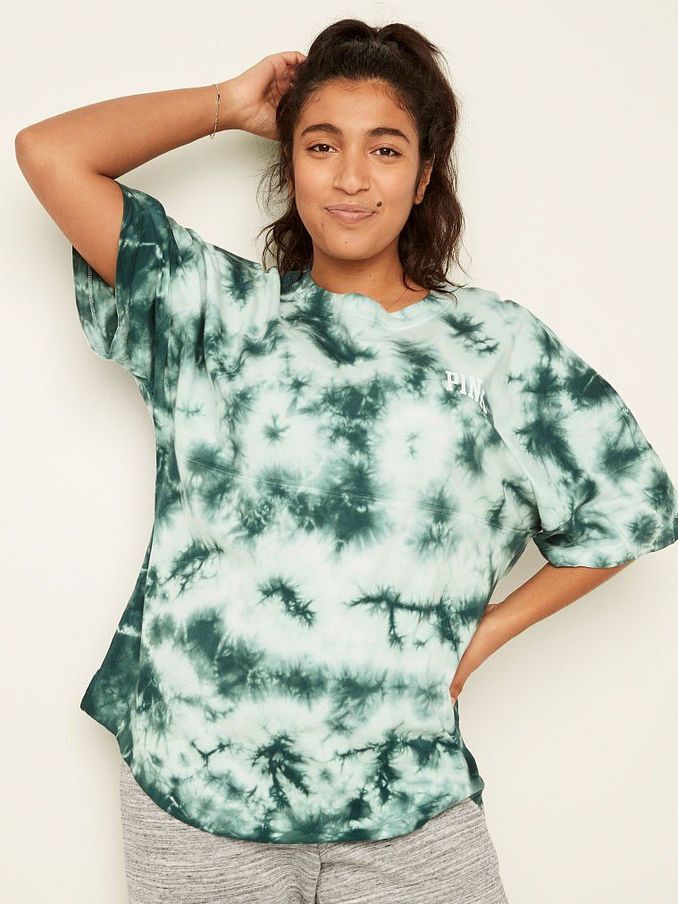 White Tie Dye Varsity Short Sleeve Crew Tee (P91776) | €20