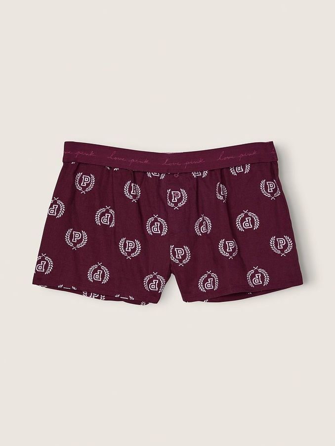 Rich Maroon Red Flannel Boxy Pajama Shorts (P91933) | €11