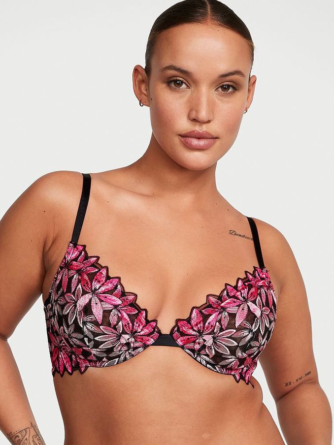 Pink Ziggy Demi Embroidered Bra (P95587) | €26