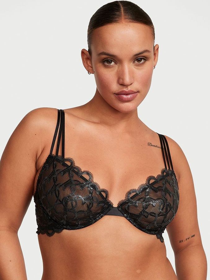 Black Heart Demi Embroidered Bra (P95588) | €26