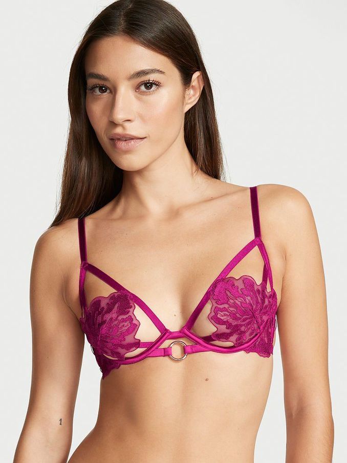 Raspberry Cooler Purple Embroidered Unlined Demi Bra (P95784) | €17