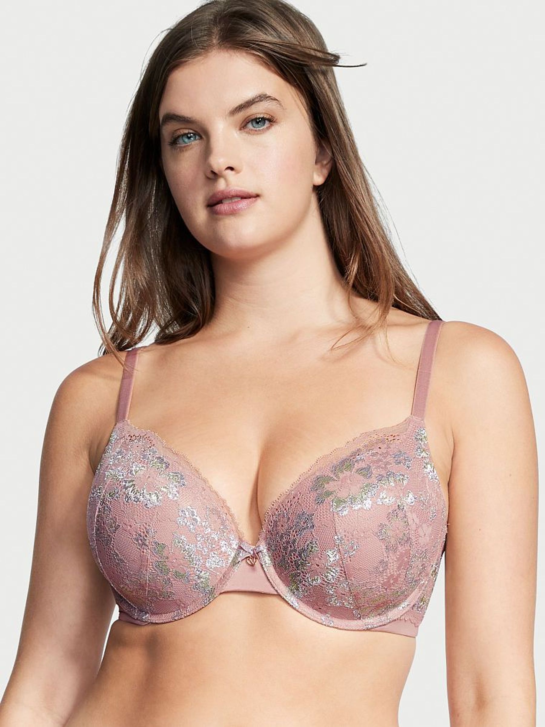 French Mauve Double Pink Lace Push Up Bra Perfect Shape Bra (P95936) | €22