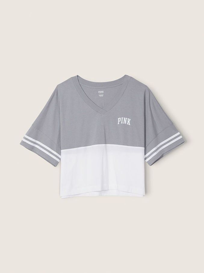 Grey Oasis Colorblock Cotton Oversized Crop Top (P96293) | €11