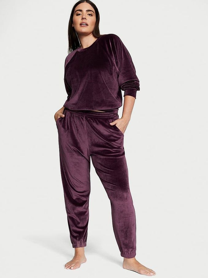 Winter Wine Purple Ribbed Velour Jogger (P98541) | €25