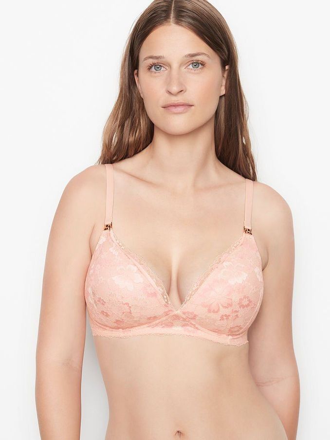 Purest Pink Lace Lightly Lined Non Wired Nursing Bra (Q00277) | €22