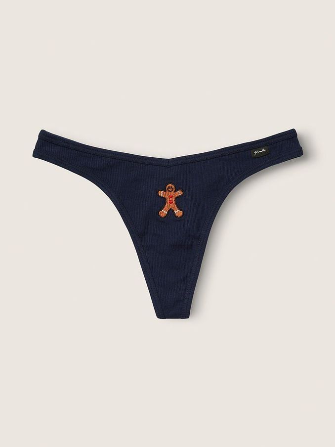 Ensign Navy Blue Cotton Thong Knicker (Q05881) | €3