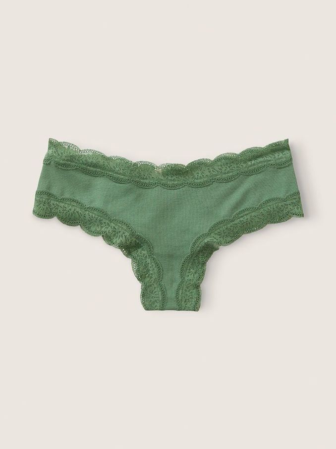 Soft Pine Green Lace Trim Cheeky Knickers (Q06592) | €4