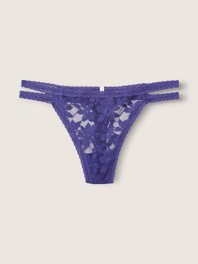 Indigo Blue Strappy Lace Thong Knickers (Q06595) | €4