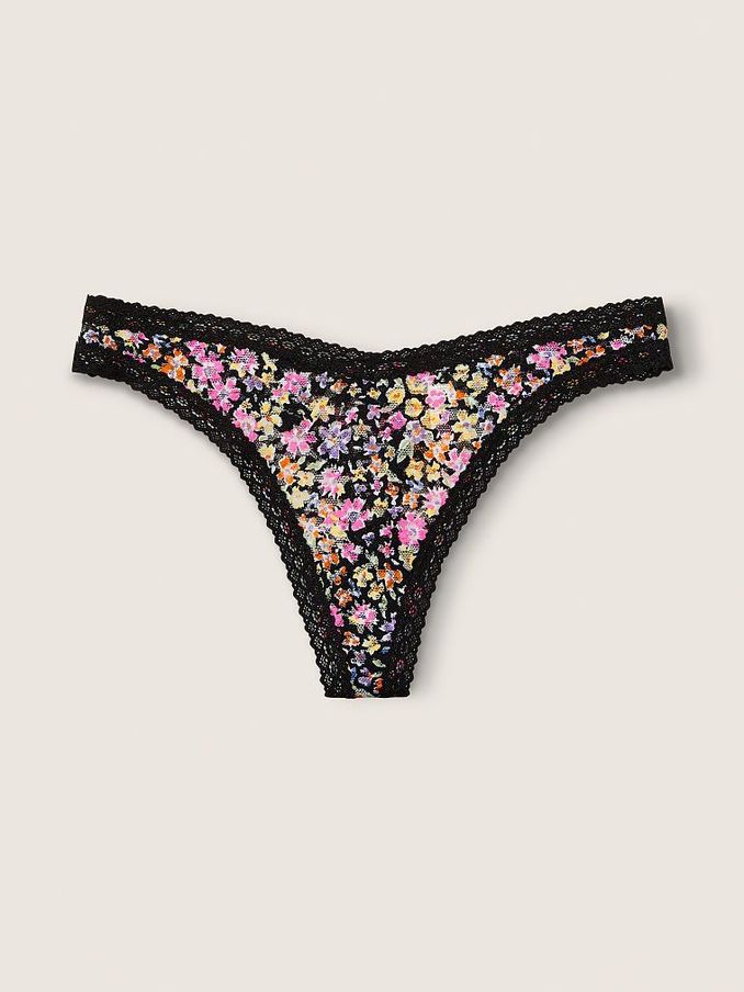 Pure Black Ditsy Floral Wear Everywhere Lace Knickers (Q06602) | €3