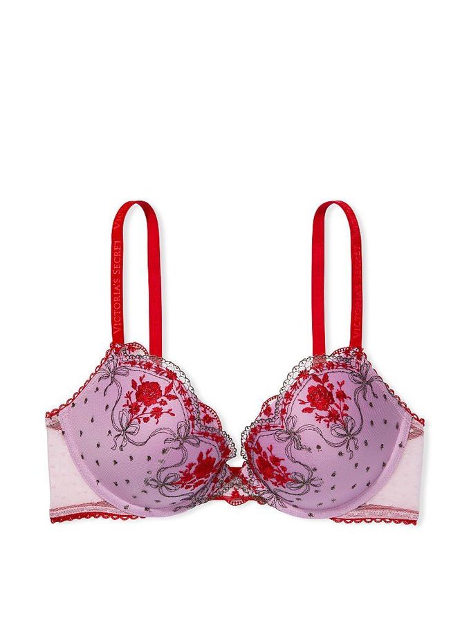 Lipstick Red Rosebud Dot PushUp Bra (Q07325) | €22