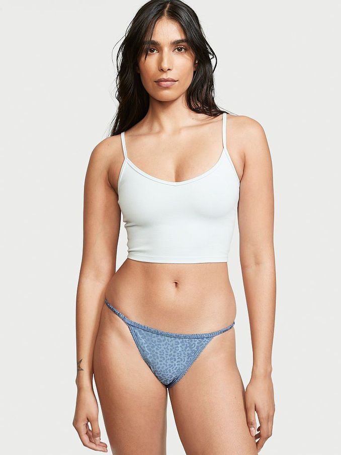 Faded Denim Blue Stretch Cotton Bikini Knickers (Q07336) | €4