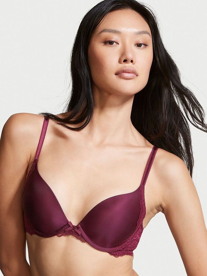 Burgundy Purple Smooth Lace Wing Push Up Bra (Q07971) | €27