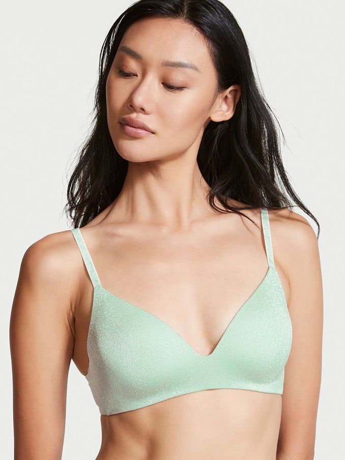 Misty Jade Green Smooth Logo Strap Lightly Lined Non Wired T-Shirt Bra (Q08085) | €11