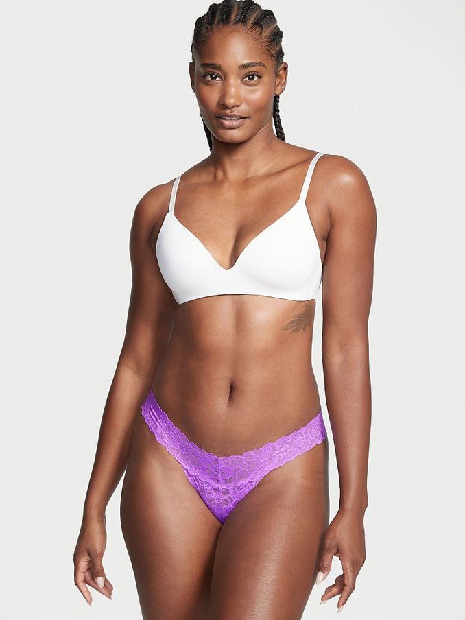 Violet Halo Purple Lace Thong Knickers (Q09341) | €5