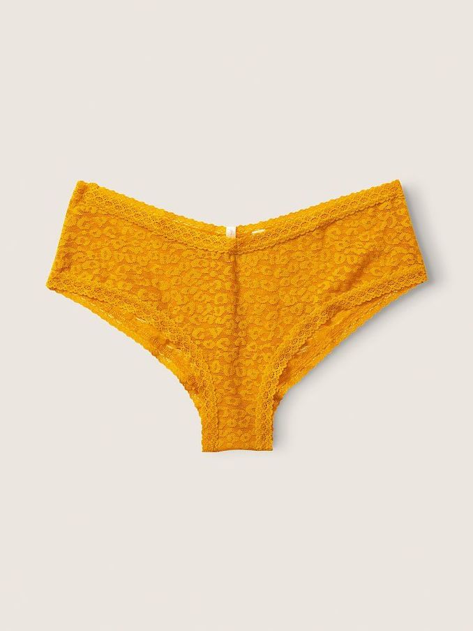 Golden Mustard Yellow Lace Logo Cheeky Knickers (Q09372) | €3