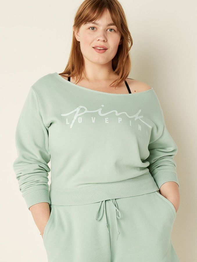 Heaven Logo Graphic Everyday Lounge Off The Shoulder Sweatshirt (Q09711) | €22
